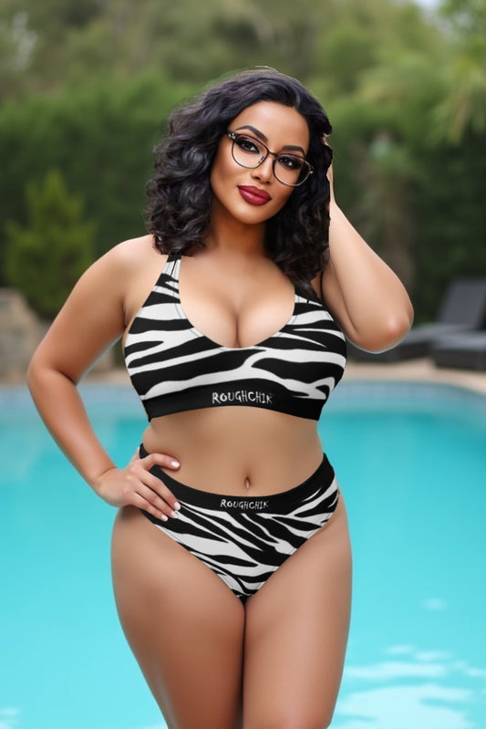 ROUGHCHIK Recycled high-waisted bikini - ZEBRA PRINT