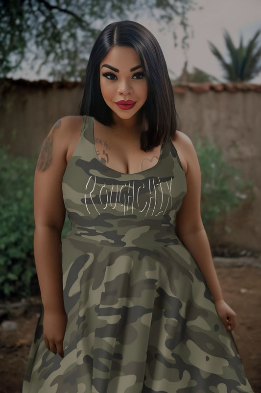 ROUGHCHIK Skater Dress - GREEN CAMO