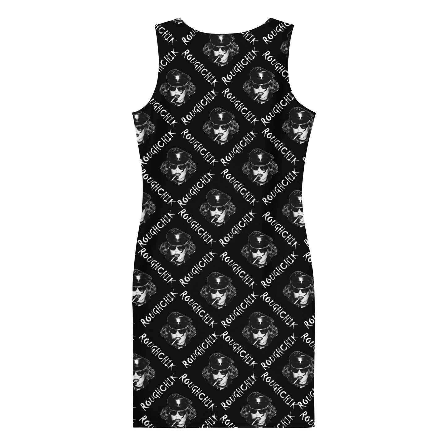 ROUGHCHIK LOGO REPEAT Bodycon dress - BLACK