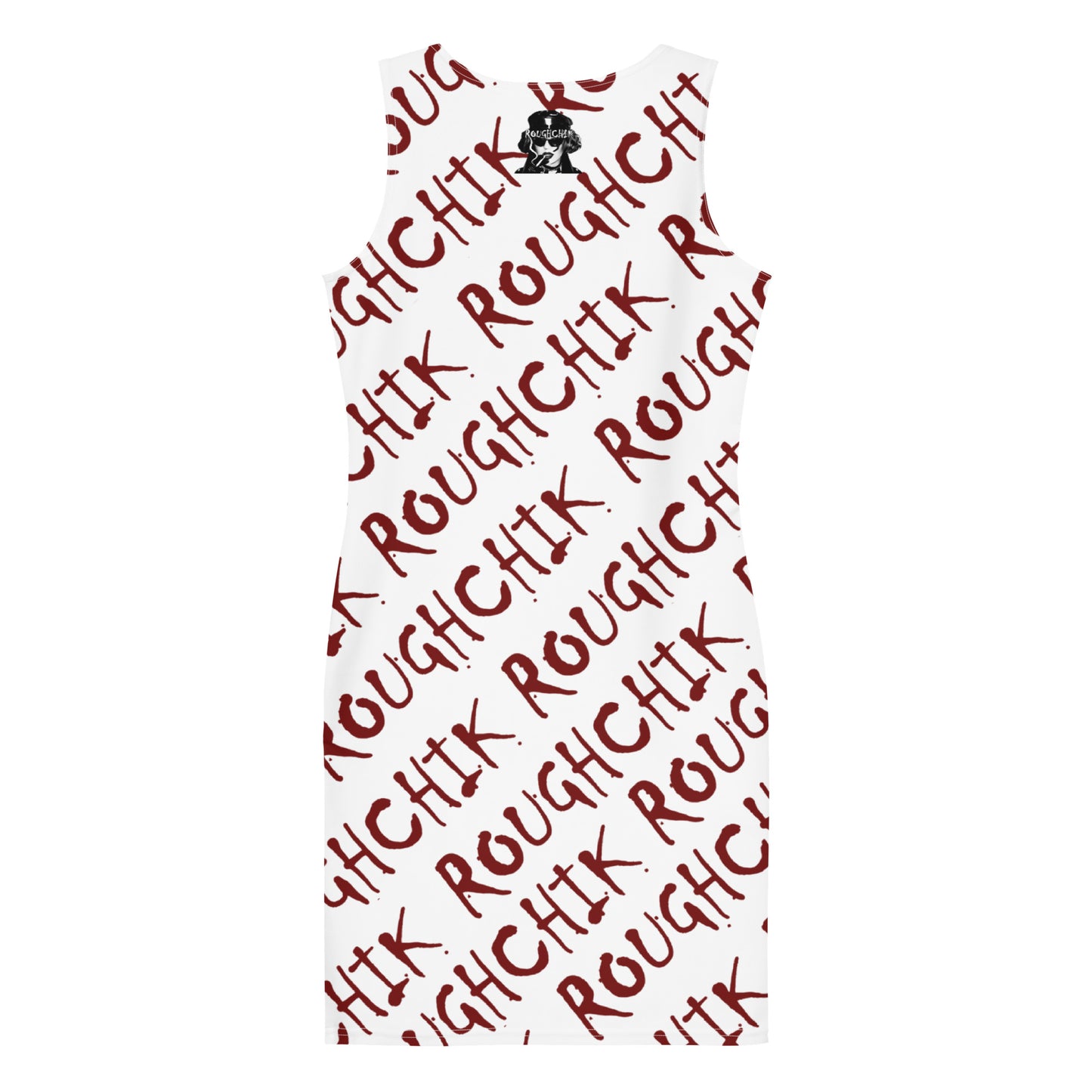 ROUGHCHIK LOGO REPEAT Bodycon dress - WHITE wRED
