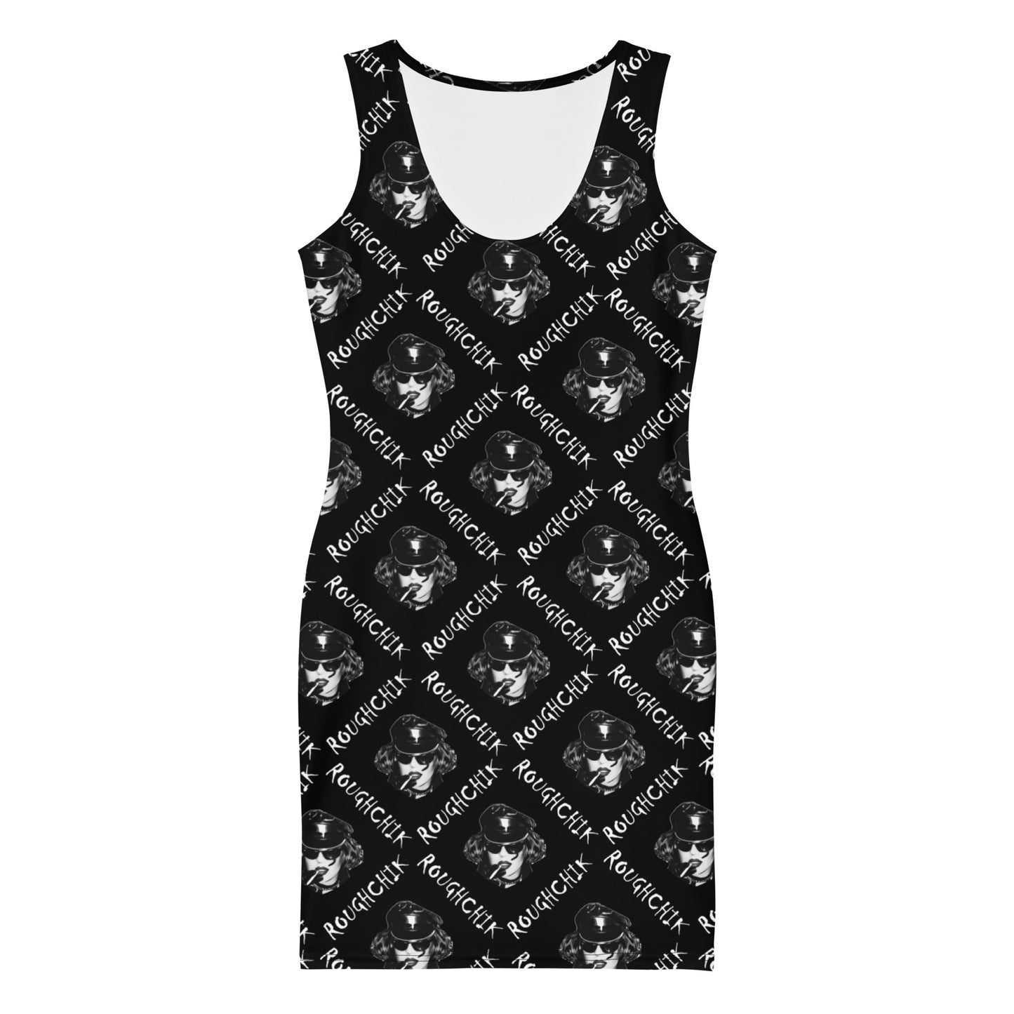 ROUGHCHIK LOGO REPEAT Bodycon dress - BLACK