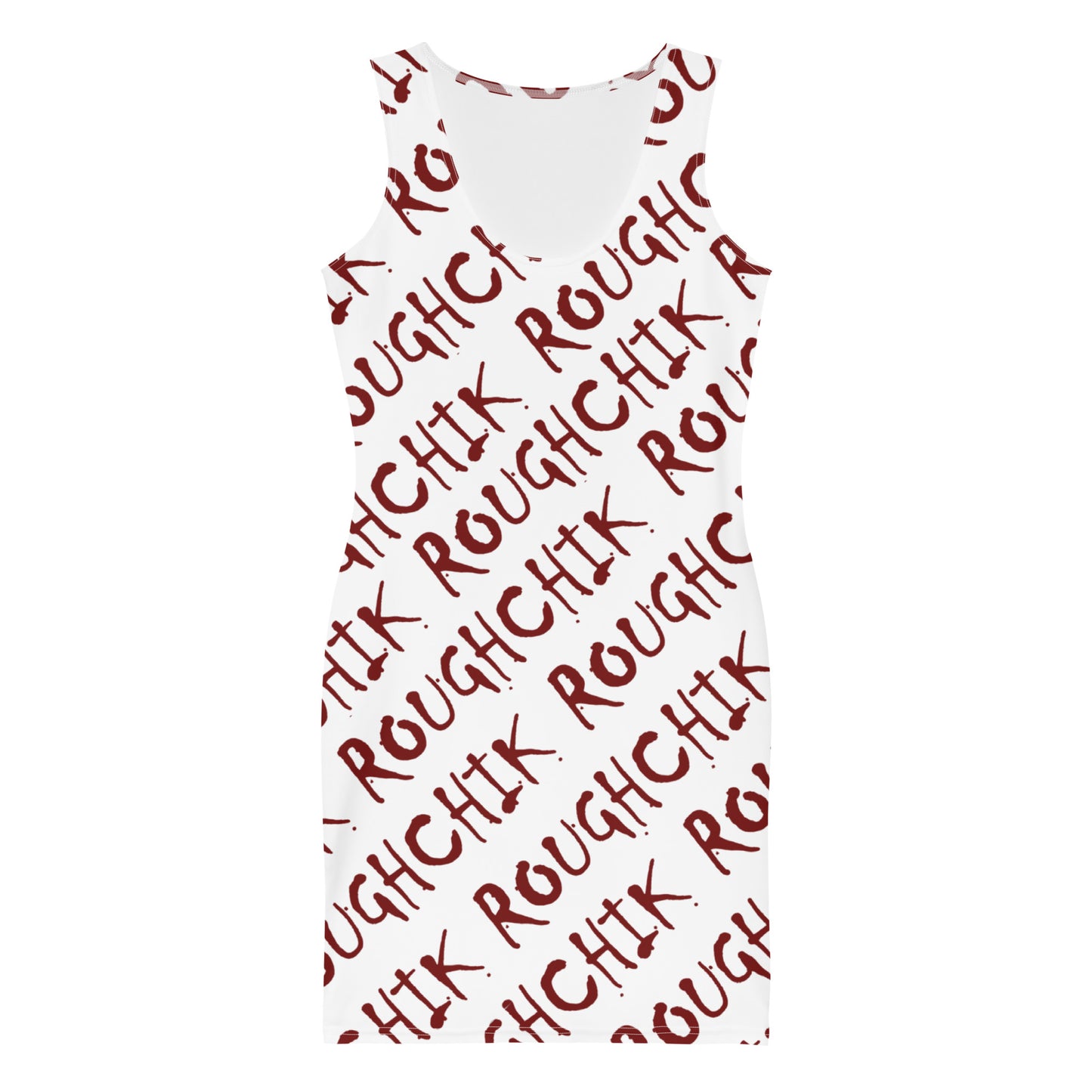 ROUGHCHIK LOGO REPEAT Bodycon dress - WHITE wRED
