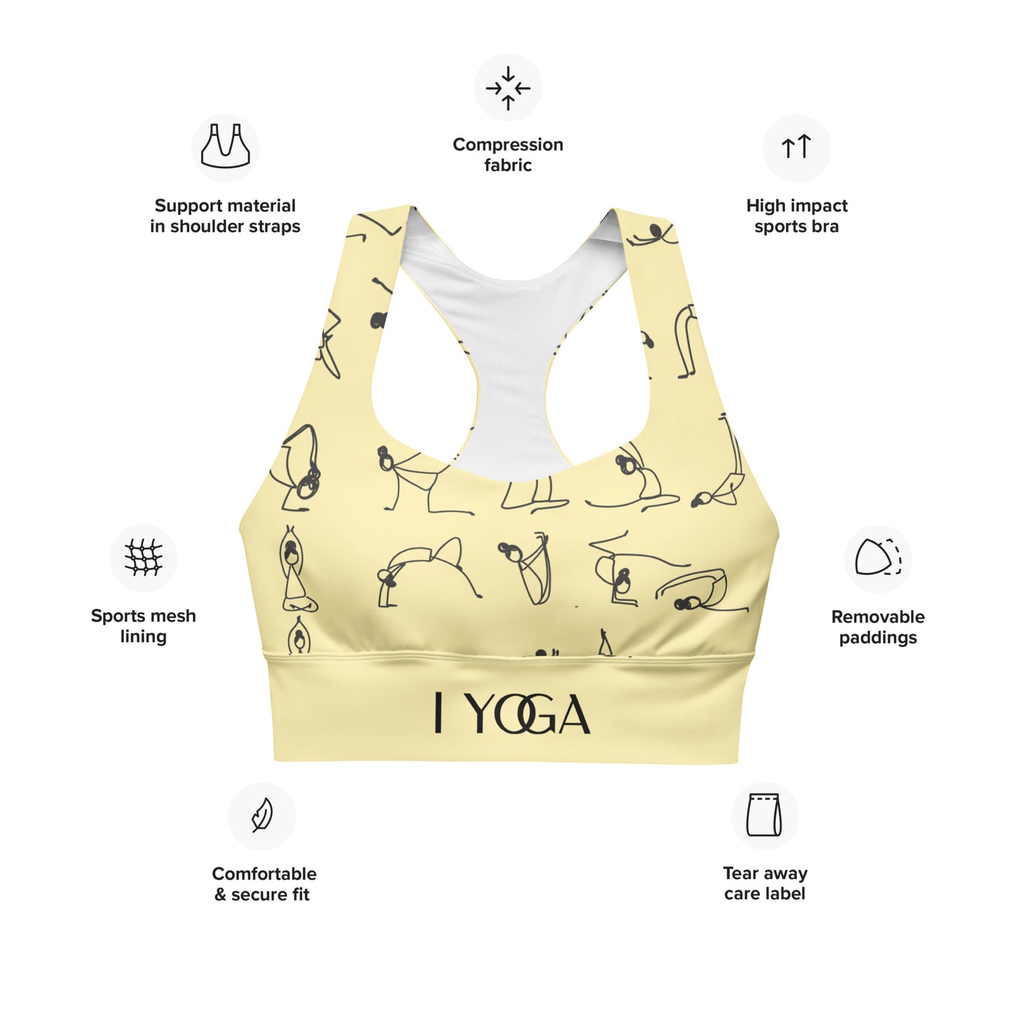 I YOGA Longline sports bra - BANANA