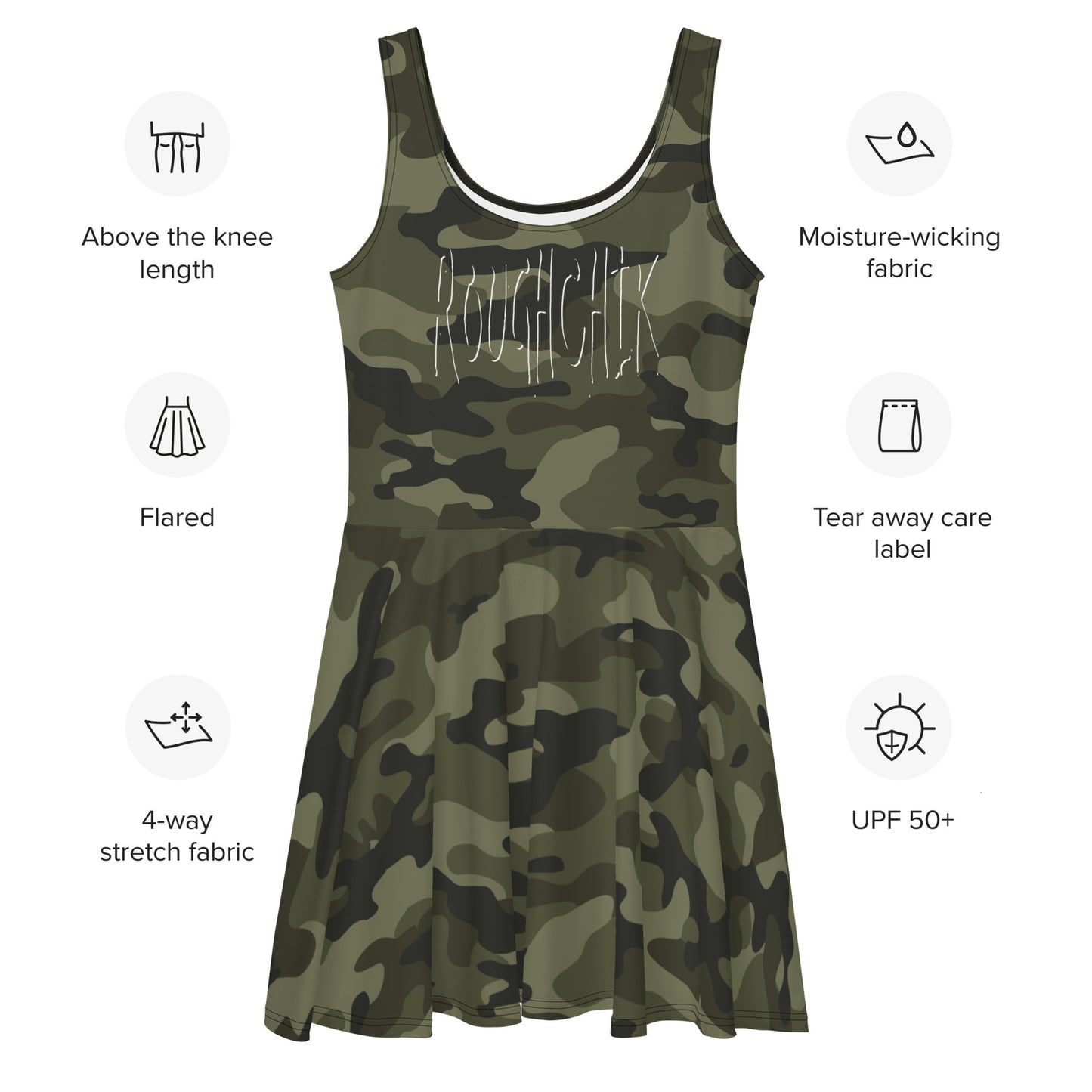 ROUGHCHIK Skater Dress - GREEN CAMO