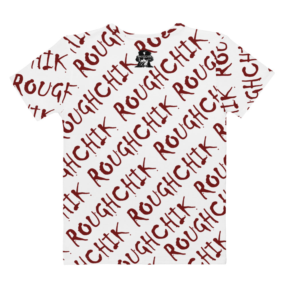 ROUGHCHIK LOGO Women's T-shirt - WHITE wRED