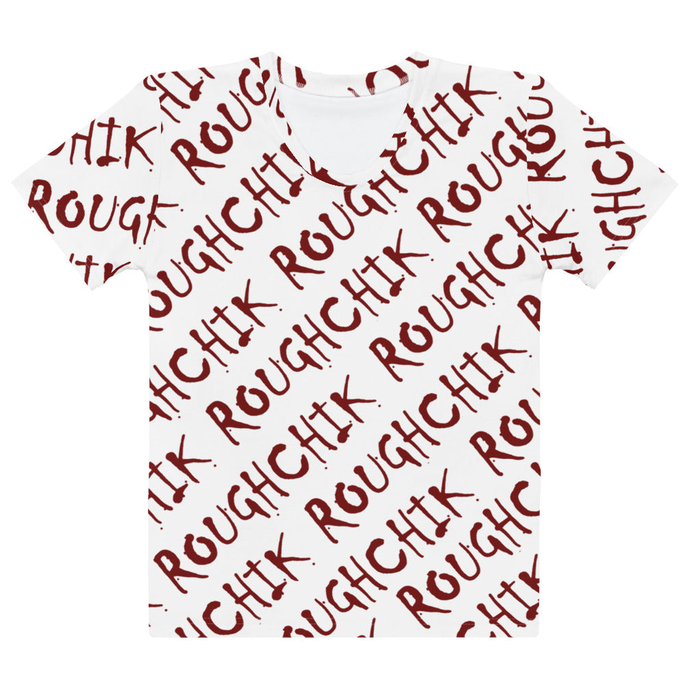 ROUGHCHIK LOGO Women's T-shirt - WHITE wRED
