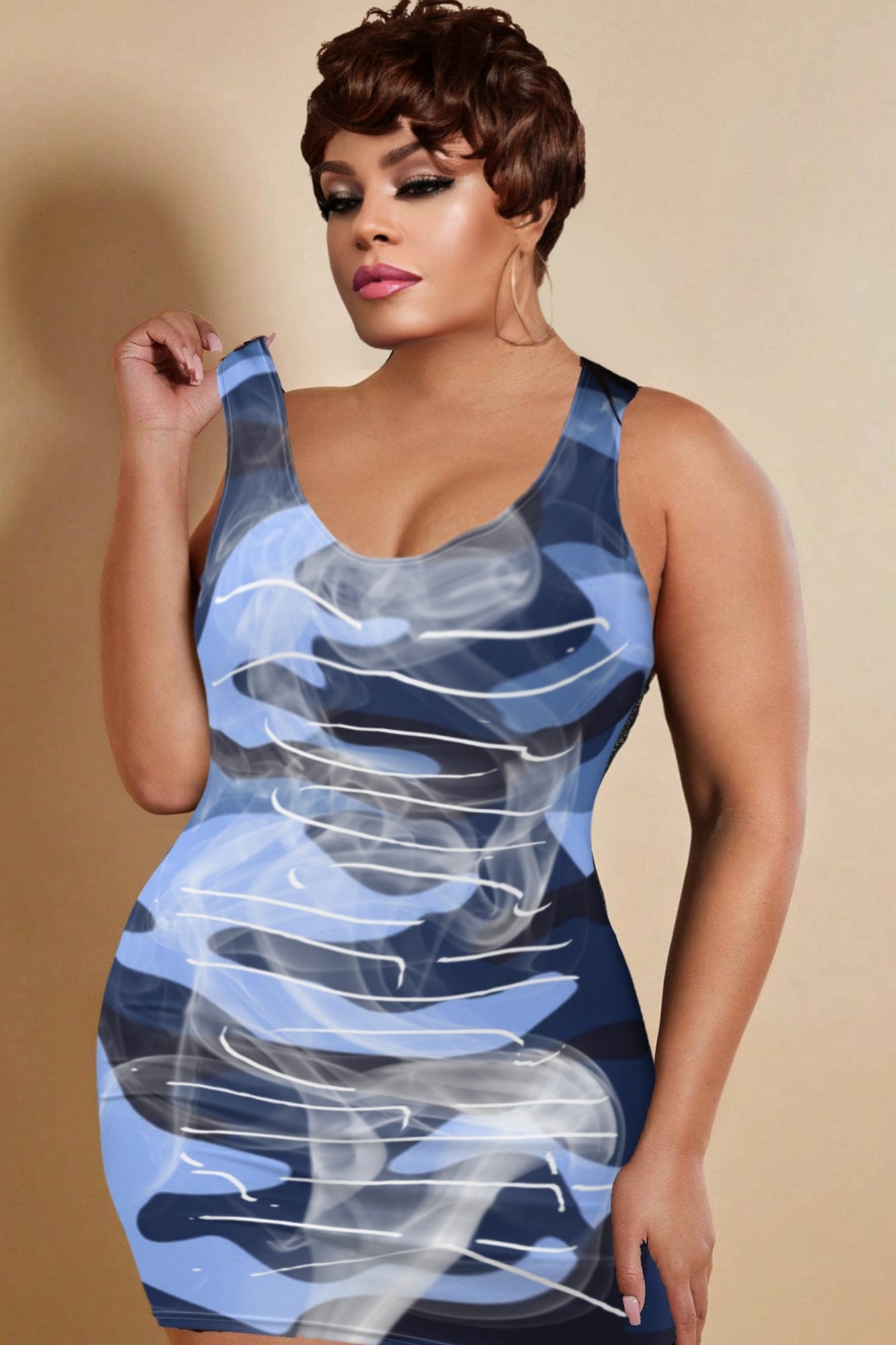 ALL SMOKE TOO! Fitted Dress - BLUE CAMO