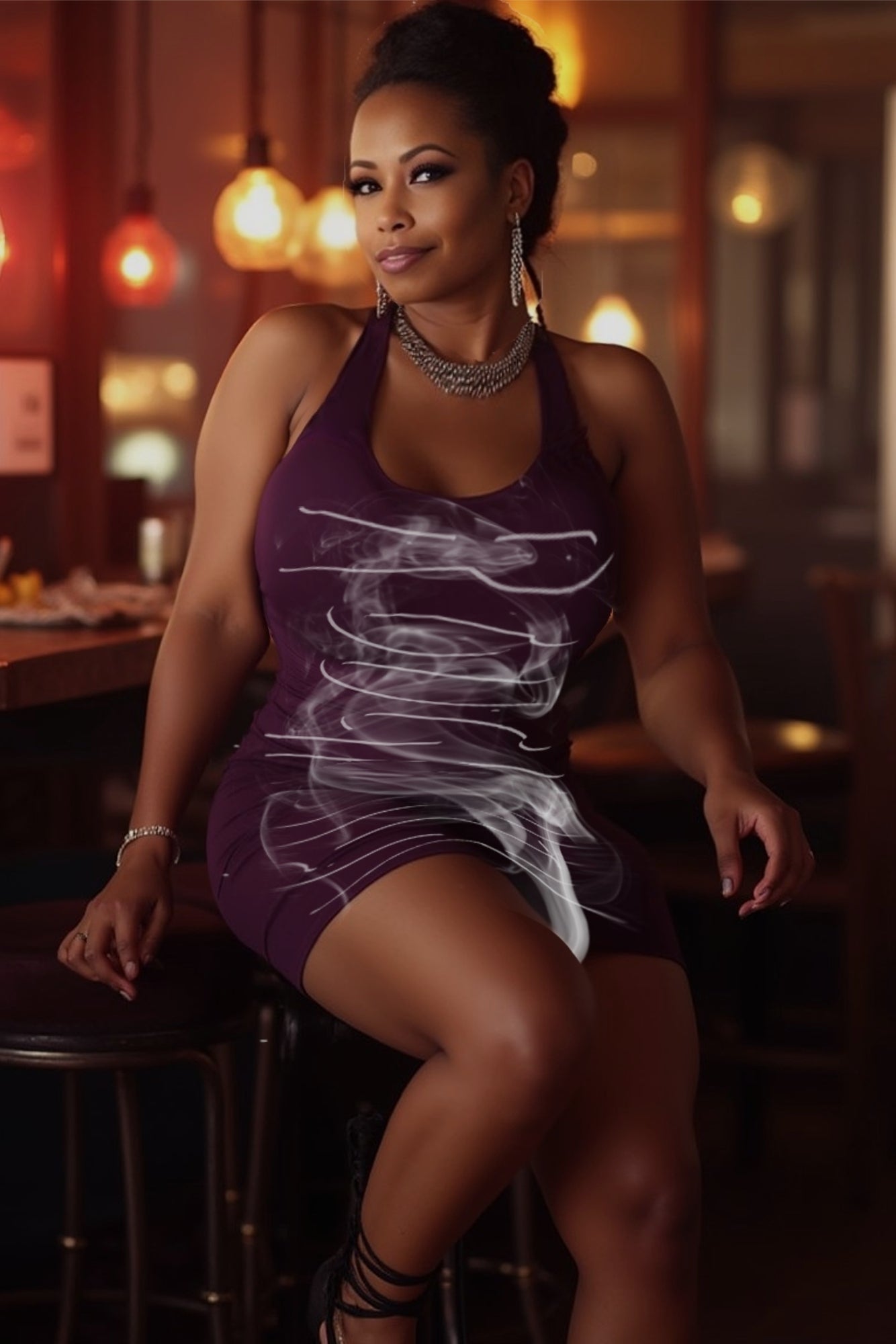 ALL SMOKE TOO! Fitted Dress - Eggplant