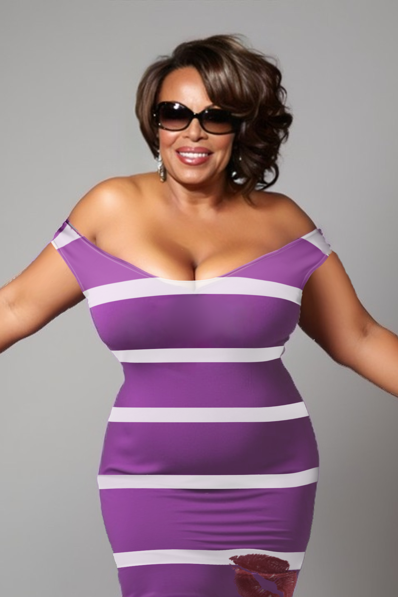 Bold Stripe Dress - Purple