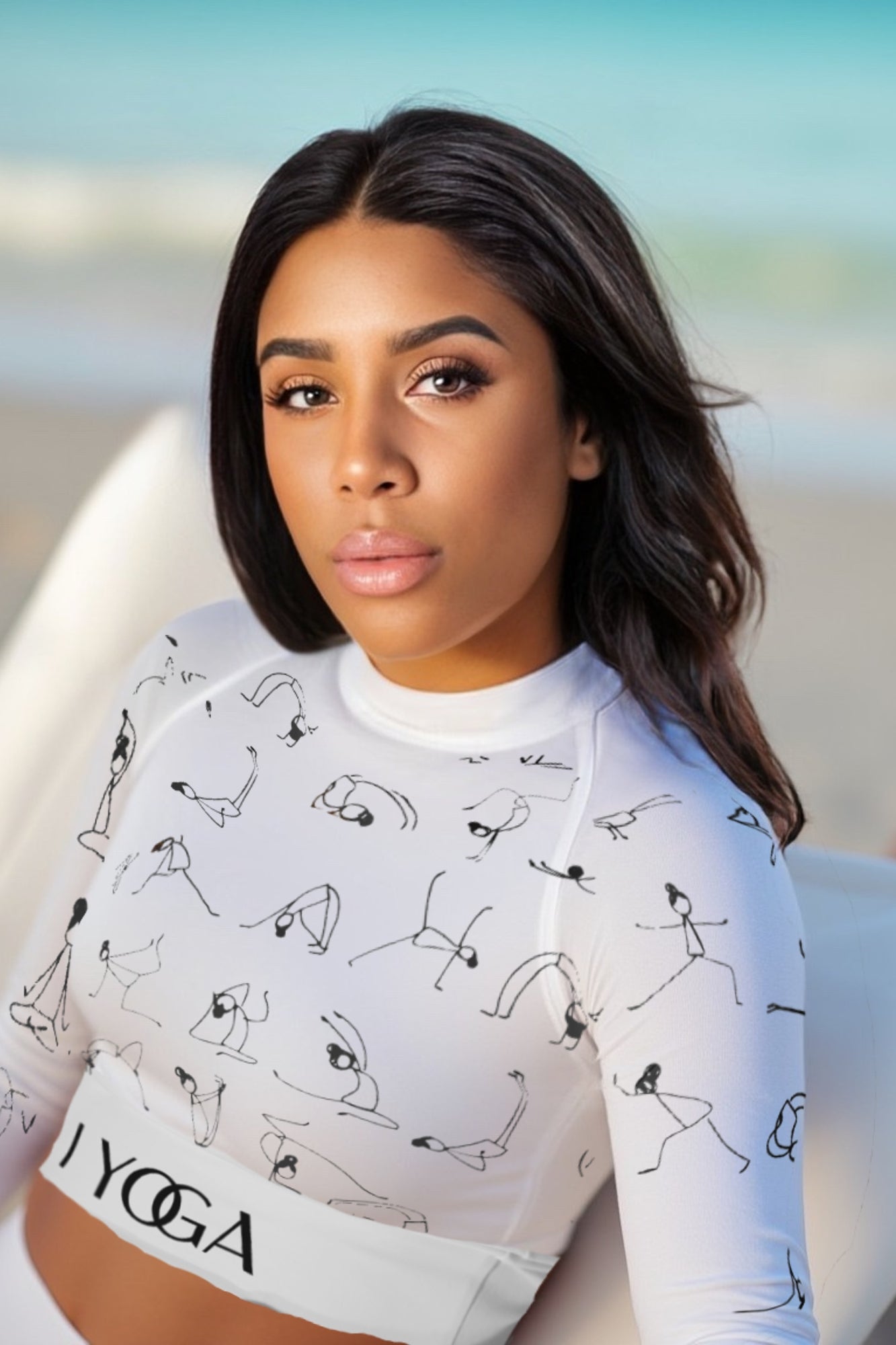 I YOGA long-sleeve crop top - BLANCO