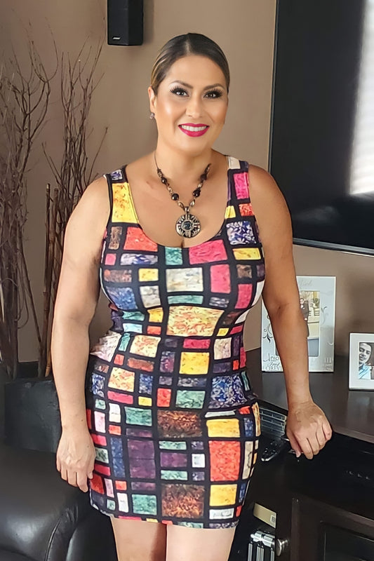 STAINED GLASS Fitted Dress