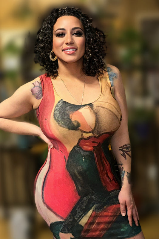 Seated Lady Fitted Dress