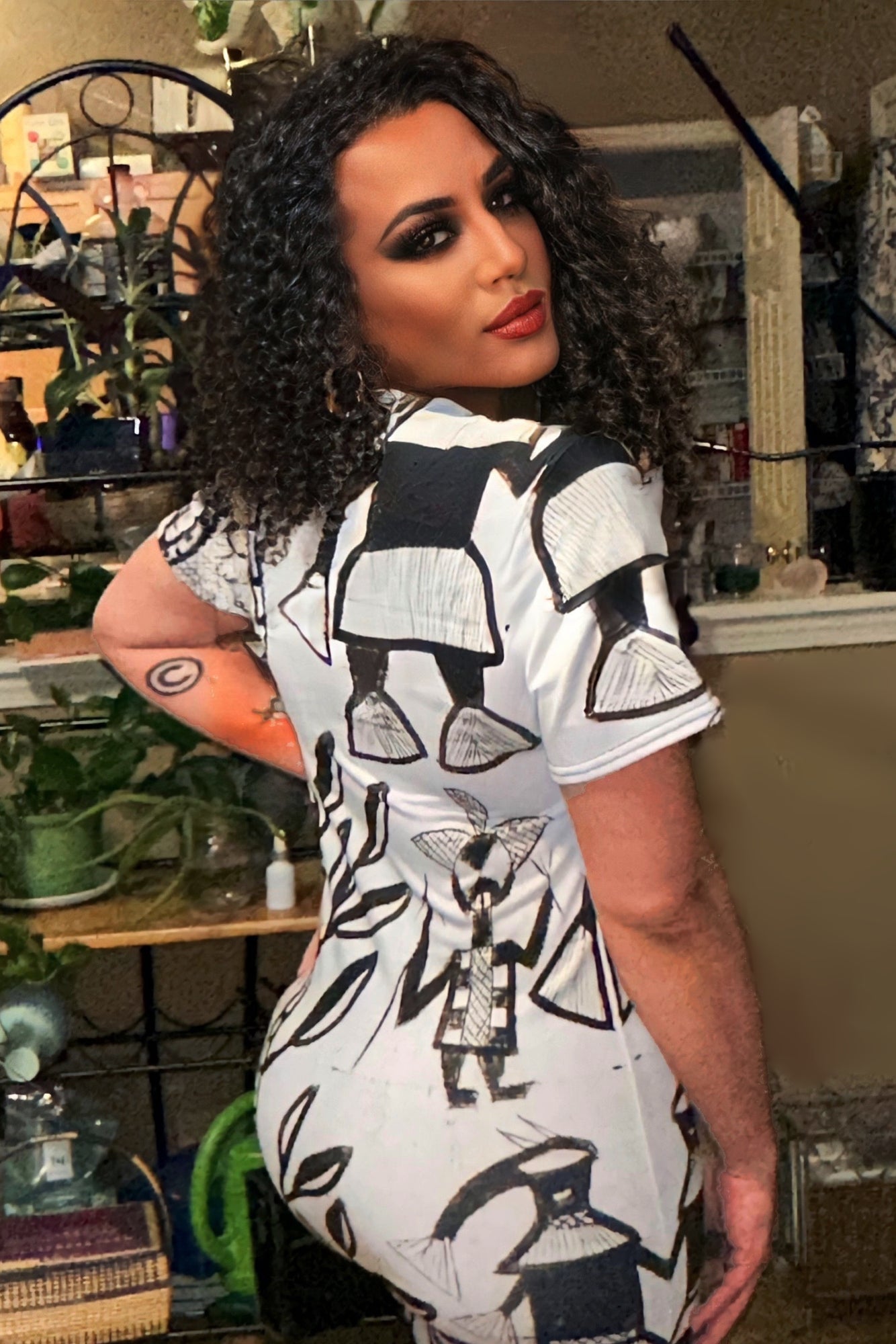 MUD PRINT T-shirt dress