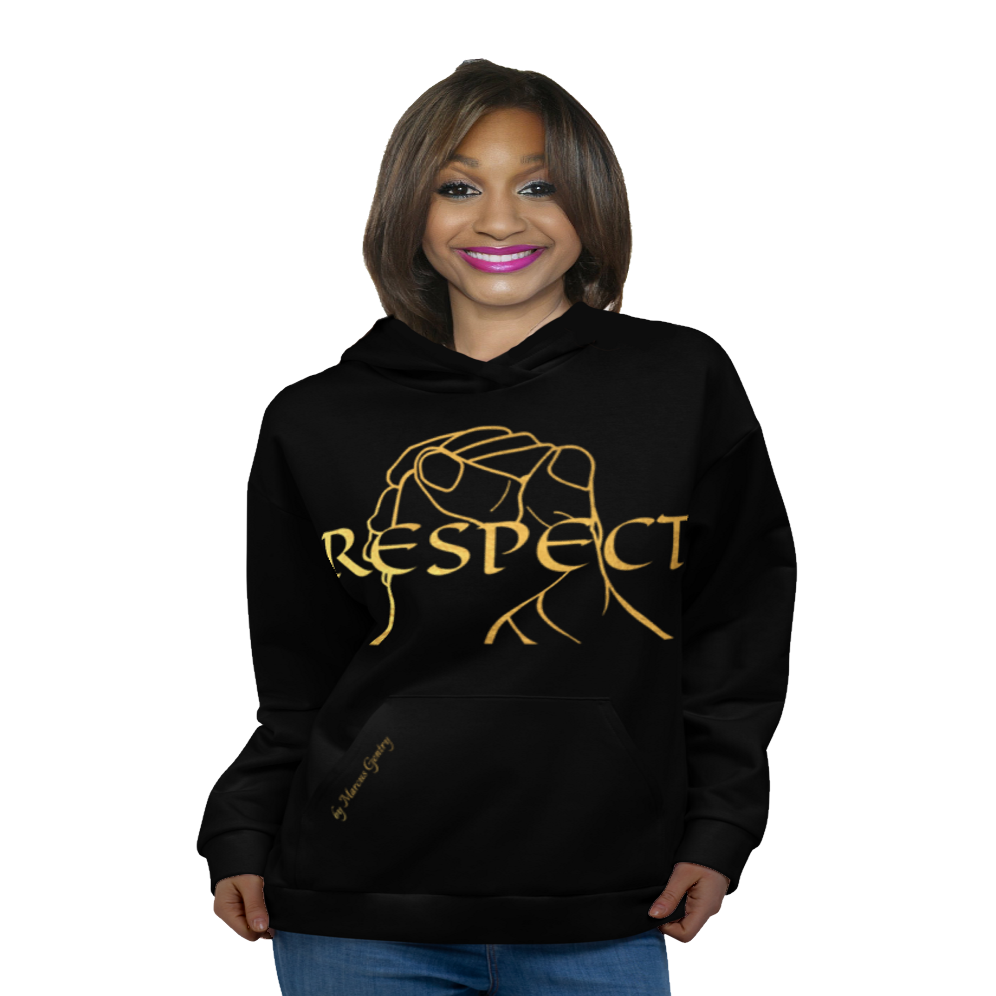 RESPECT Unisex Hoodie - BLACK w/GOLD