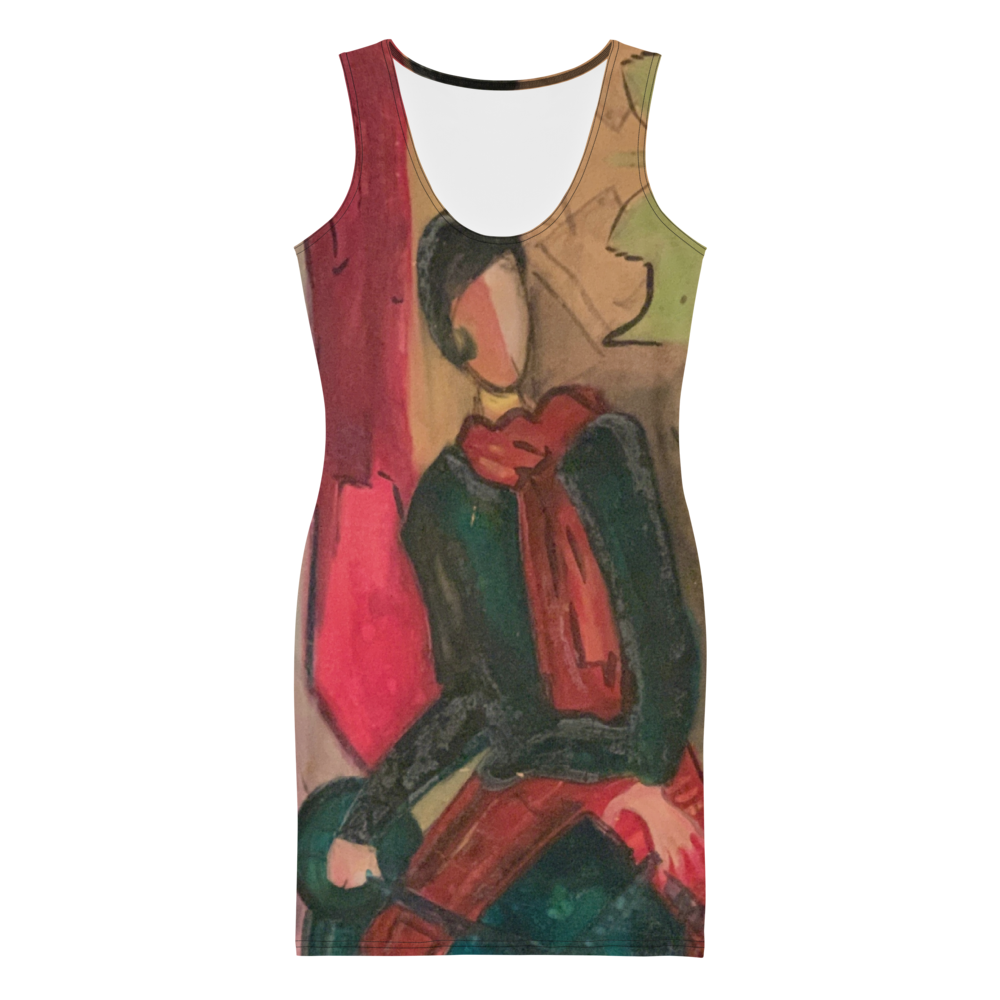 Seated Lady Fitted Dress
