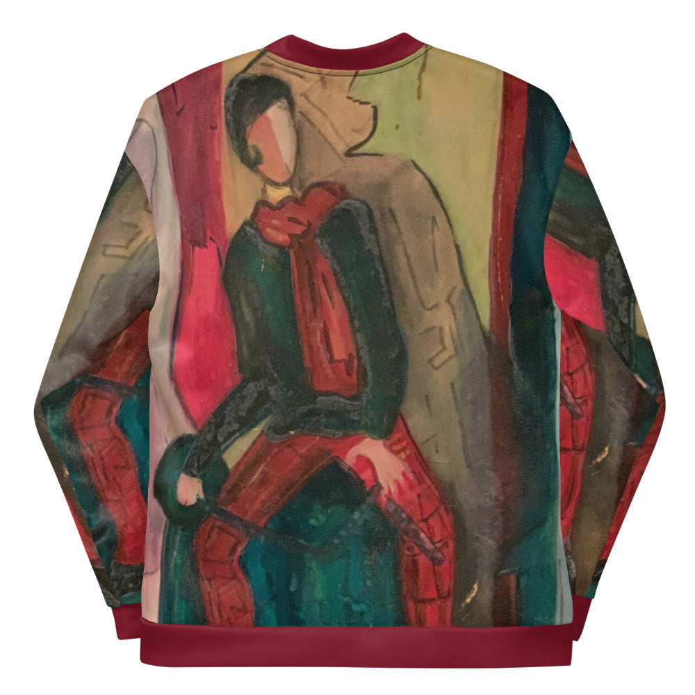 Seated Lady Unisex Bomber Jacket