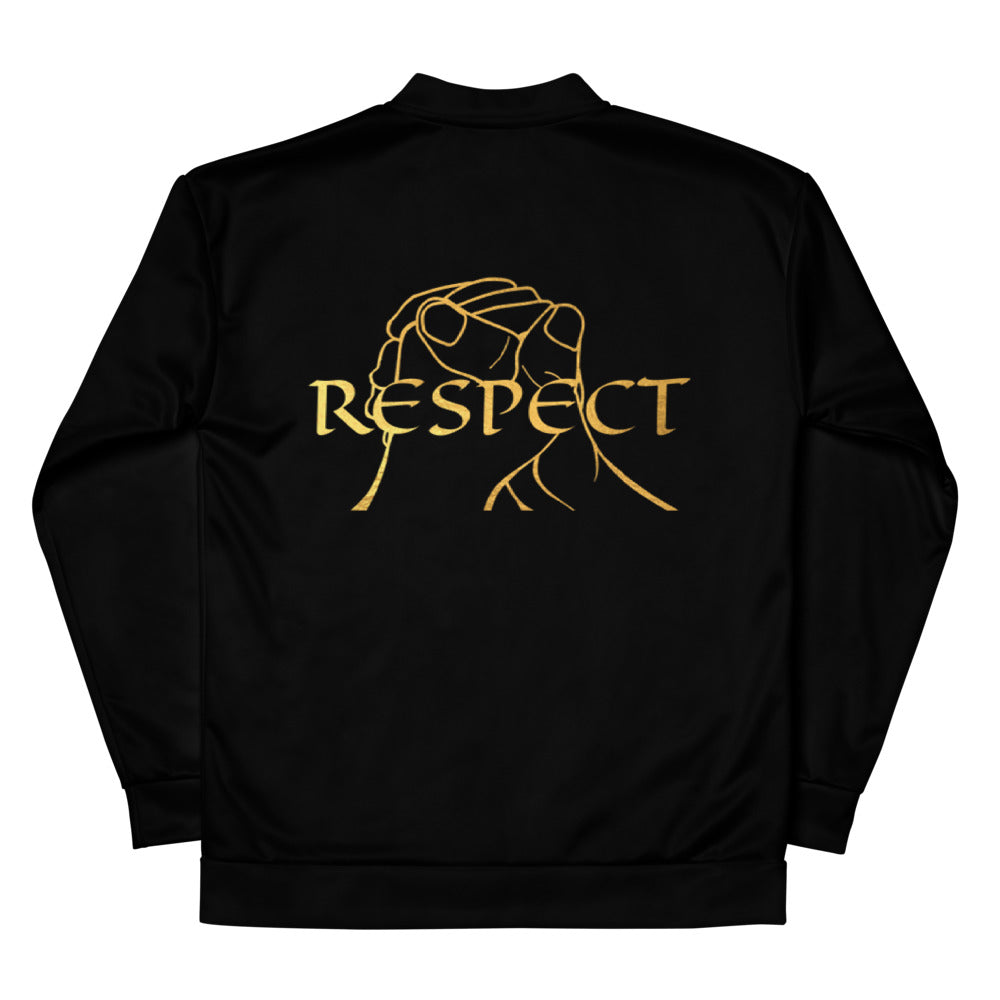 RESPECT Unisex Bomber Jacket - BLACK w/GOLD