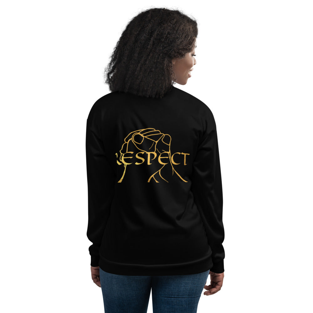 RESPECT Unisex Bomber Jacket - BLACK w/GOLD