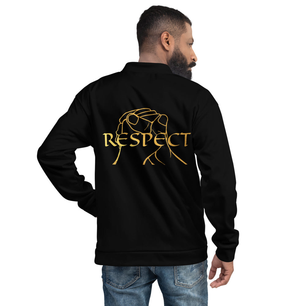 RESPECT Unisex Bomber Jacket - BLACK w/GOLD