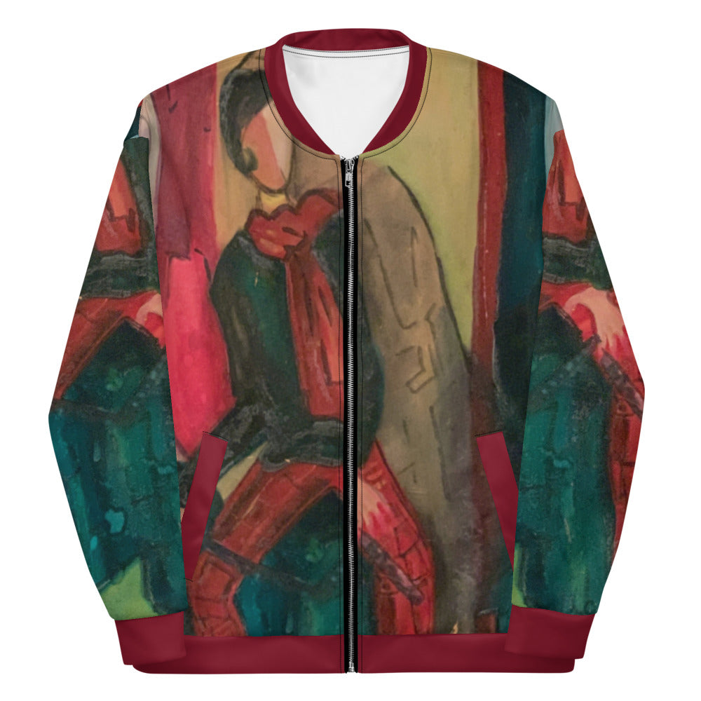 Seated Lady Unisex Bomber Jacket