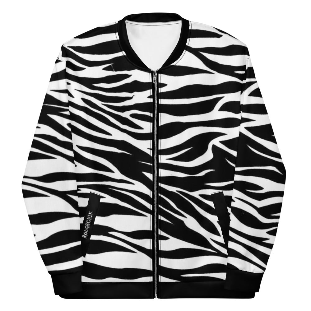 Roughchik Zebra Print Bomber Jacket