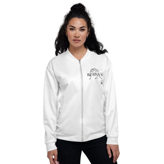 RESPECT by Marcus Gentry Unisex Bomber Jacket - White