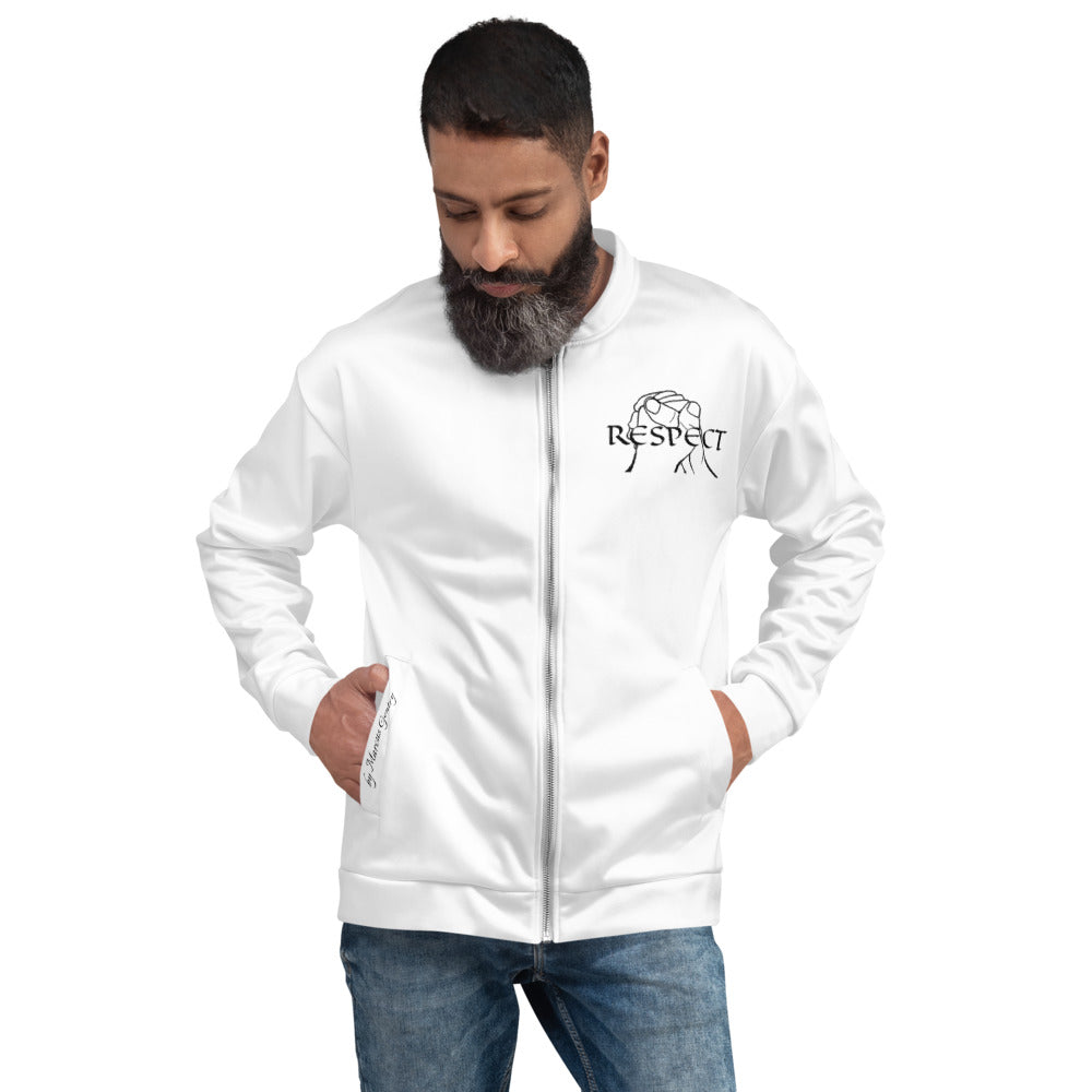 RESPECT by Marcus Gentry Unisex Bomber Jacket - White