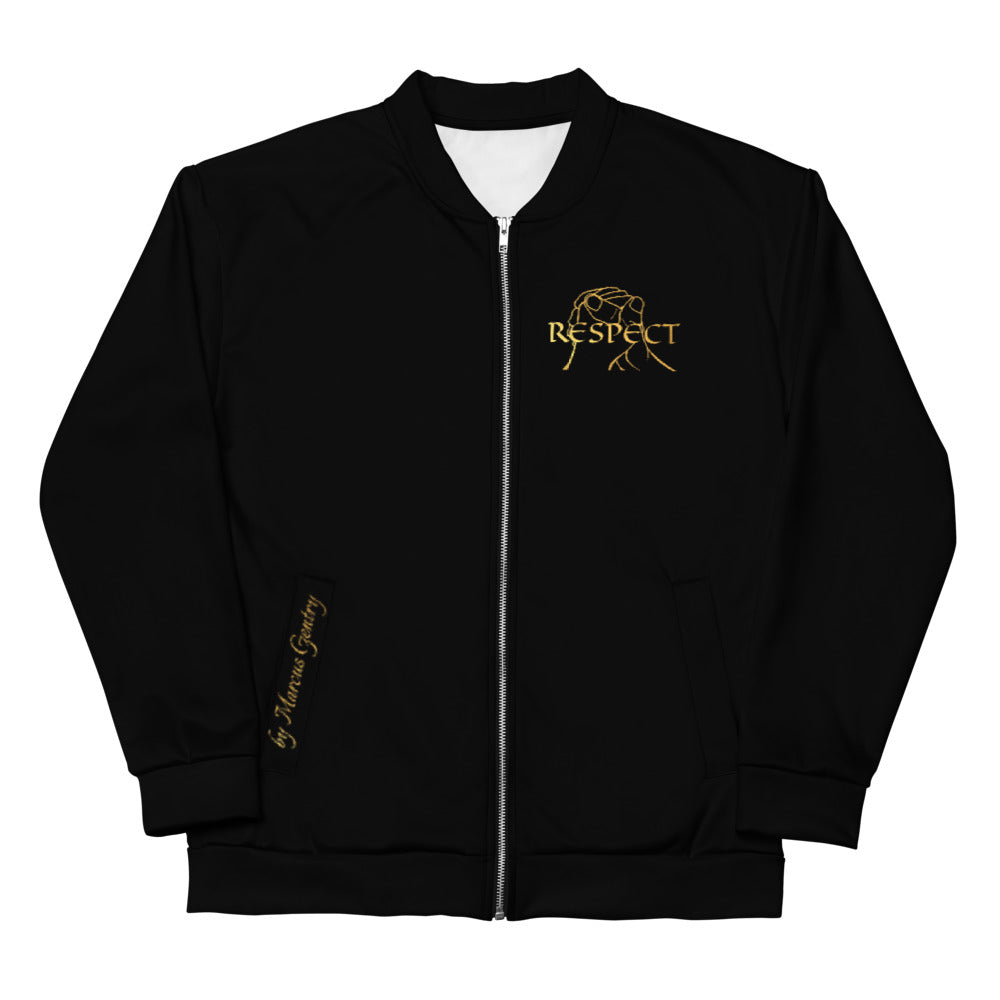 RESPECT Unisex Bomber Jacket - BLACK w/GOLD