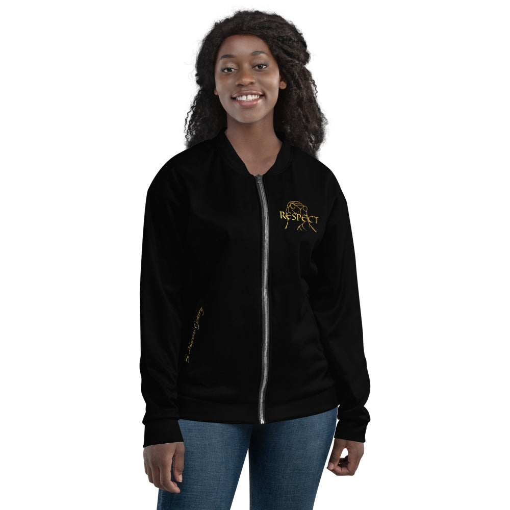 RESPECT Unisex Bomber Jacket - BLACK w/GOLD