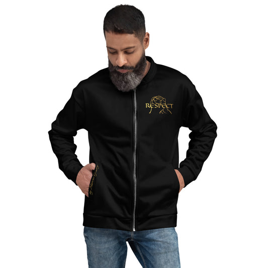 RESPECT Unisex Bomber Jacket - BLACK w/GOLD