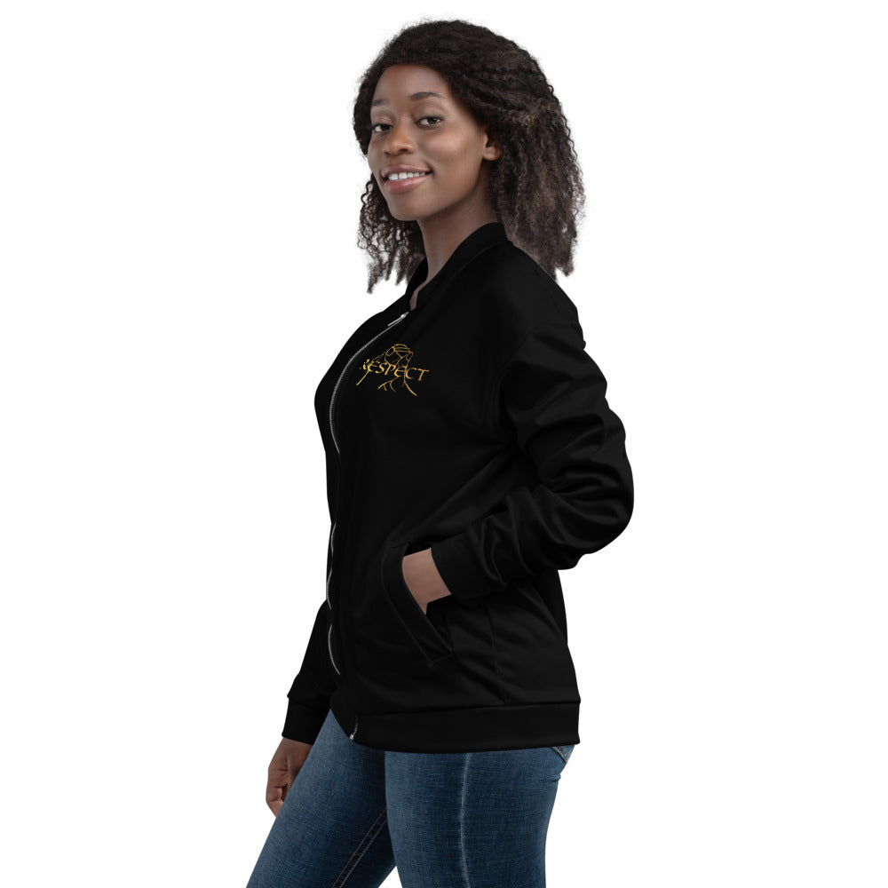 RESPECT Unisex Bomber Jacket - BLACK w/GOLD