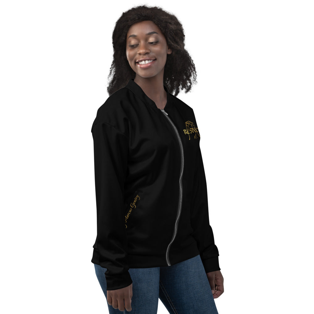 RESPECT Unisex Bomber Jacket - BLACK w/GOLD