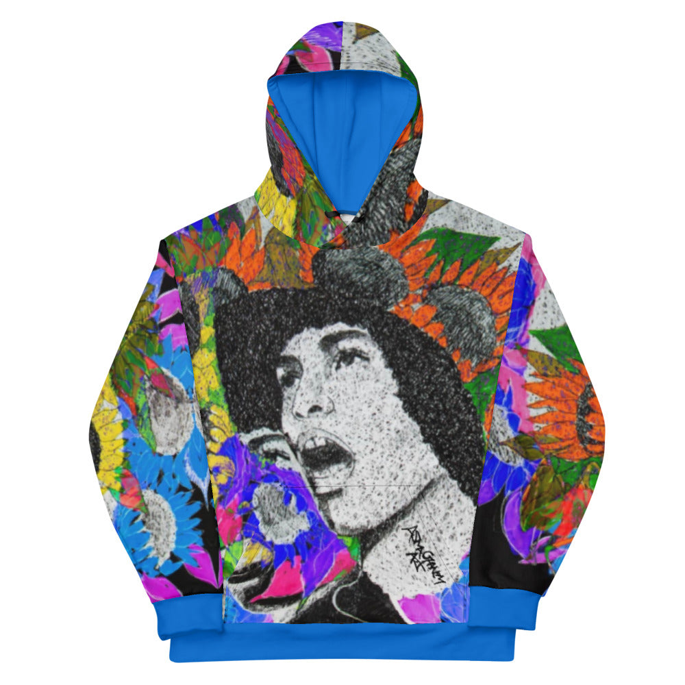 Angela Davis Unisex Hoodie - Blue