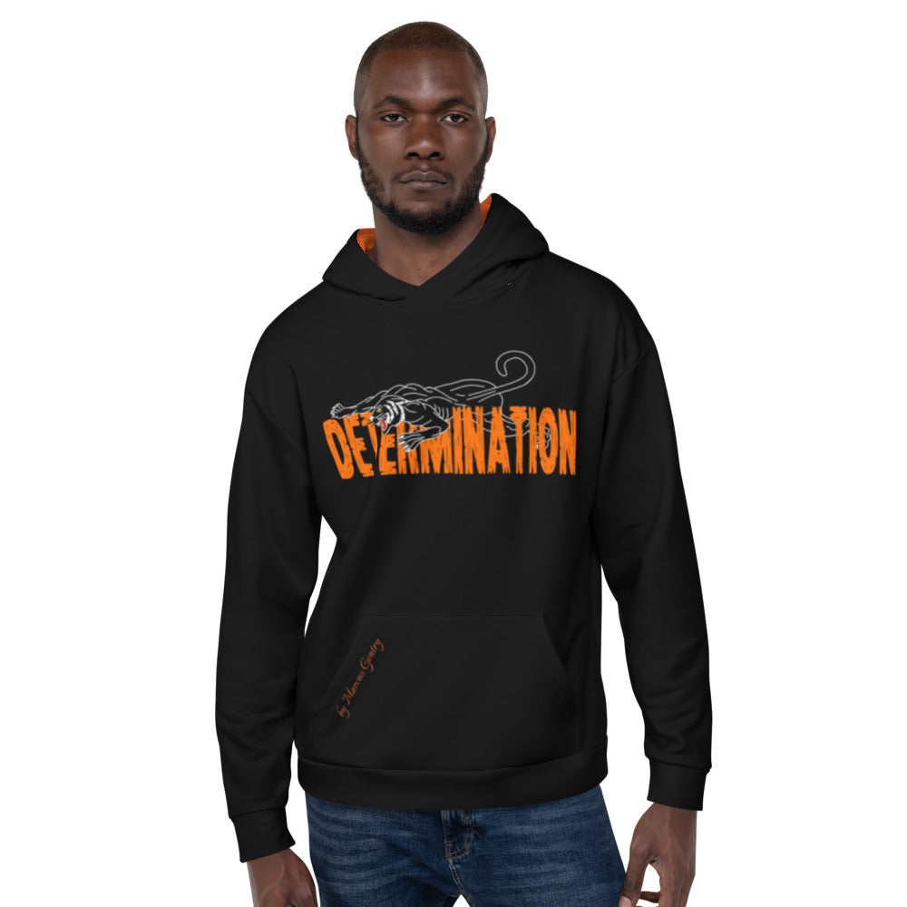DETERMINATION Unisex Hoodie - BLACK w/ORANGE