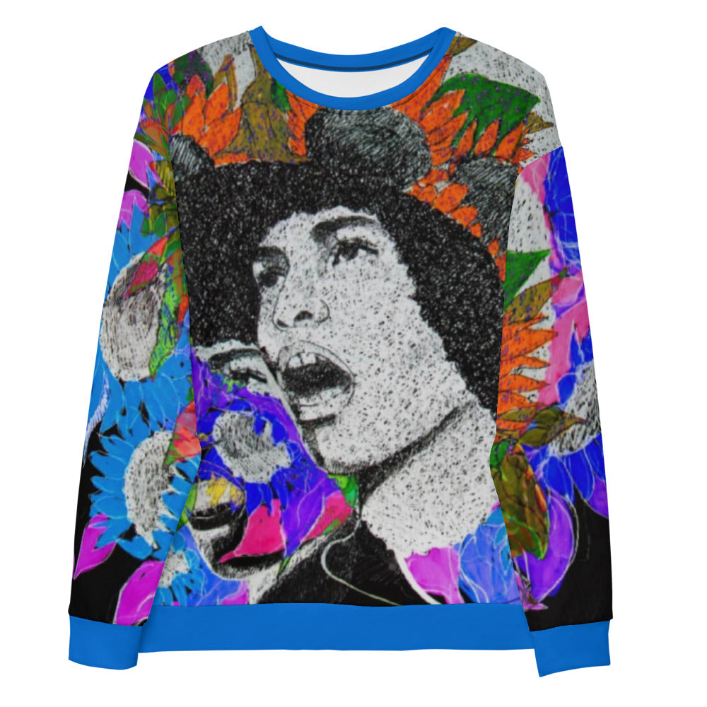 Angela Davis Unisex Sweatshirt - Blue