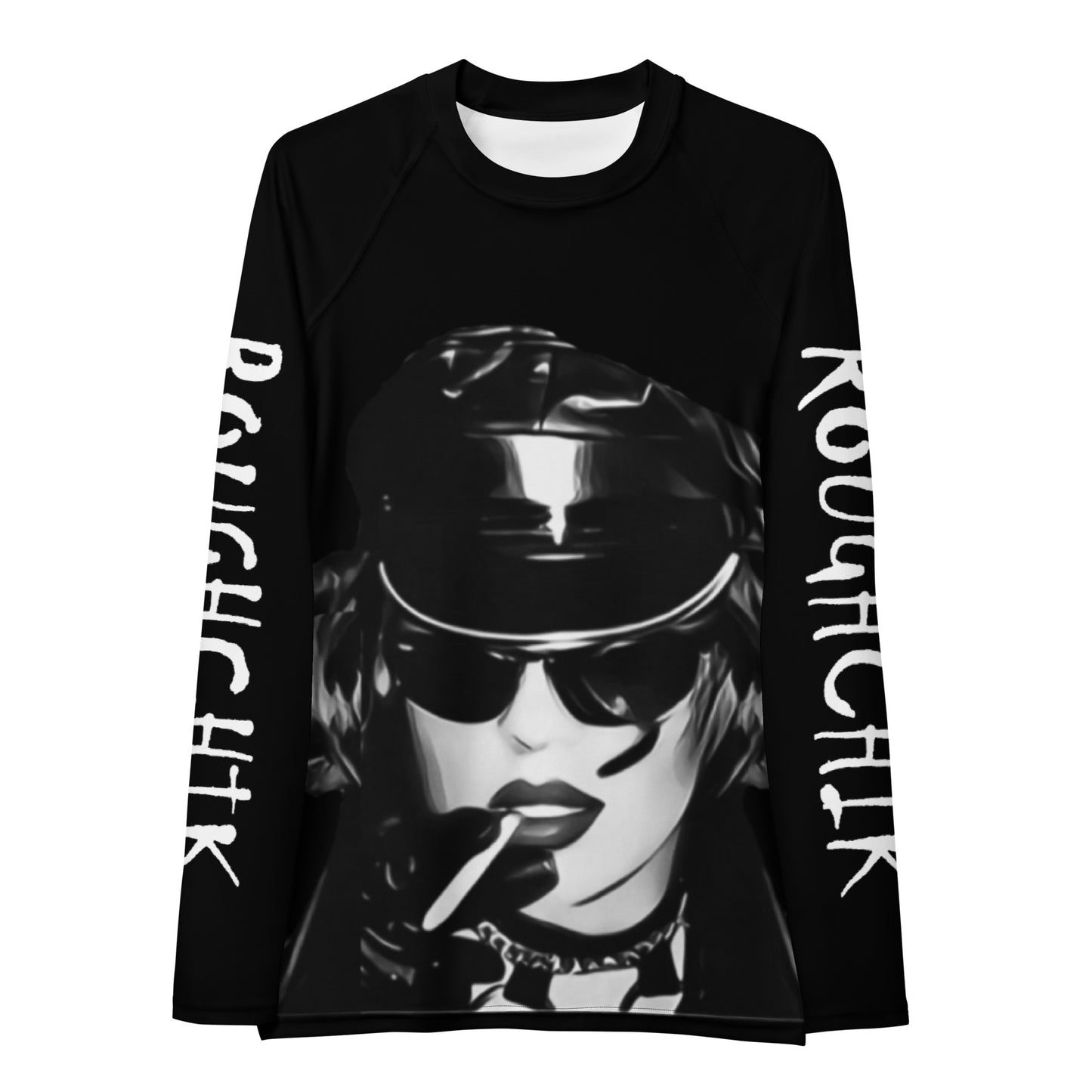 ROUGHCHIK LOGO Women's Rash Guard - BLACK