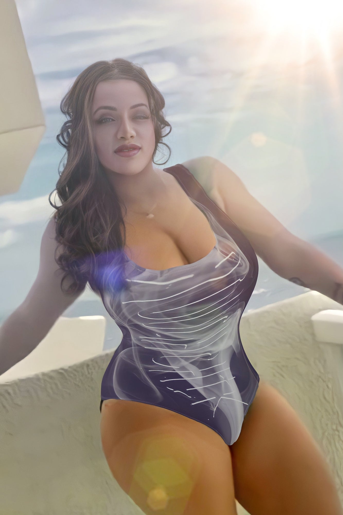 ALL SMOKE TOO! One-Piece Swimsuit - EGGPLANT