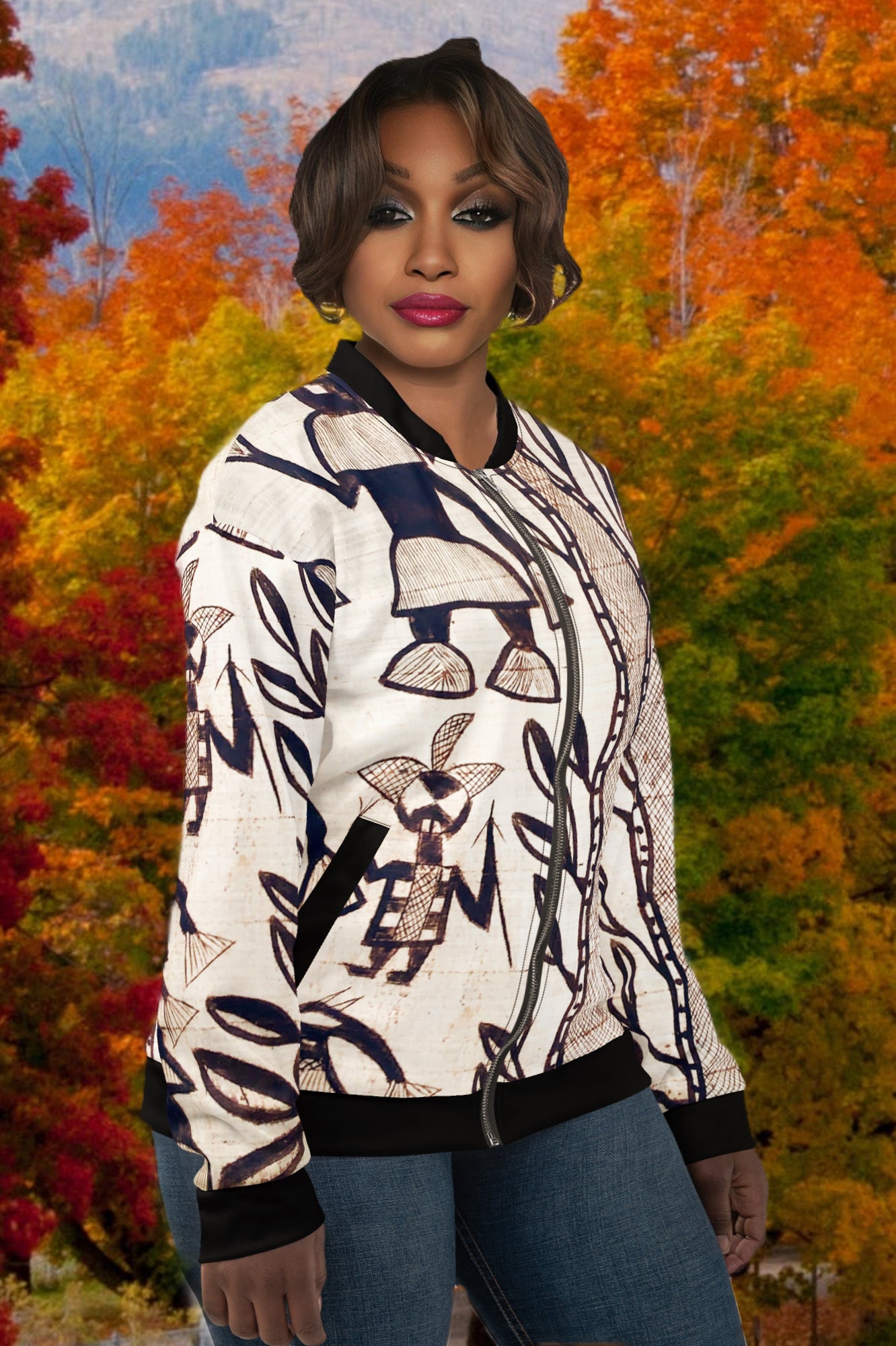 MUD PRINT Unisex Bomber Jacket