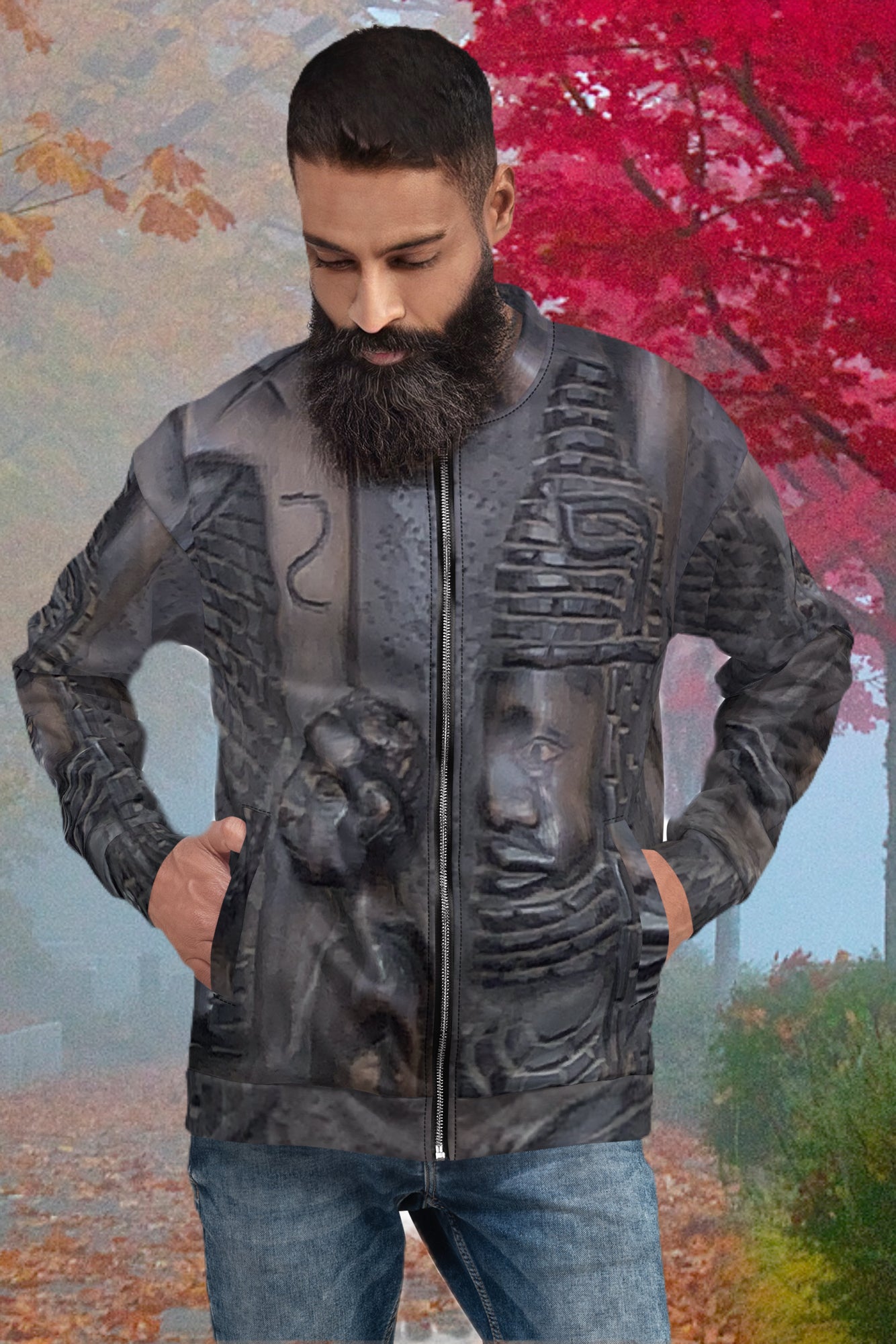 Stelle Wood Carving Unisex Bomber Jacket