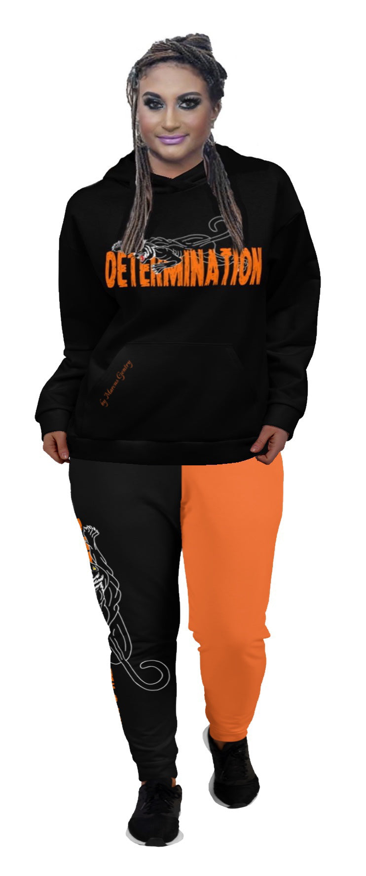 DETERMINATION Unisex Hoodie - BLACK w/ORANGE