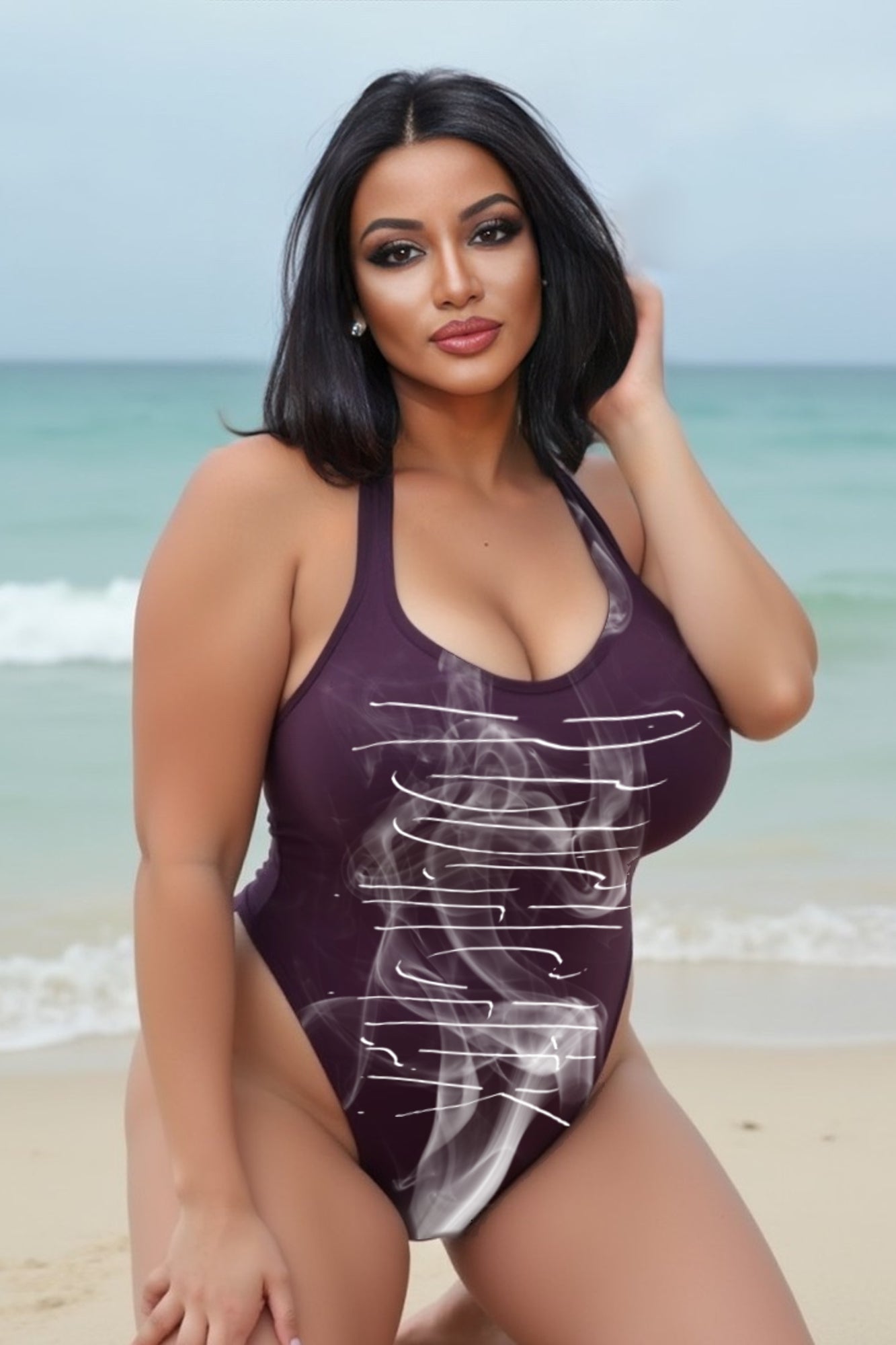 ALL SMOKE TOO! One-Piece Swimsuit - EGGPLANT