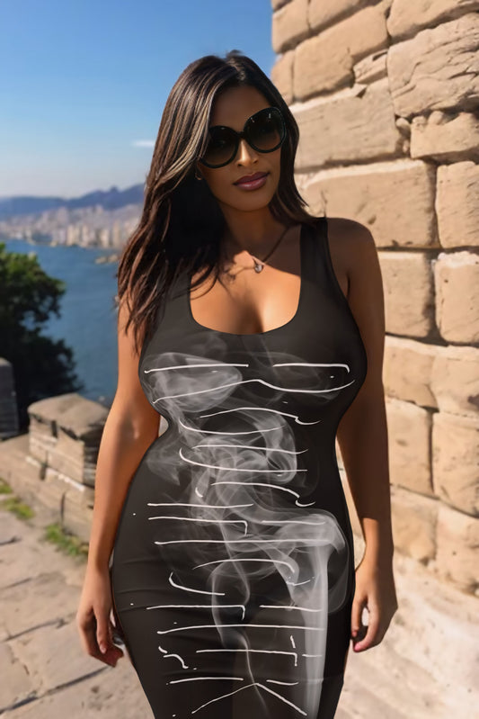 ALL SMOKE TOO! Fitted Dress - BLACK