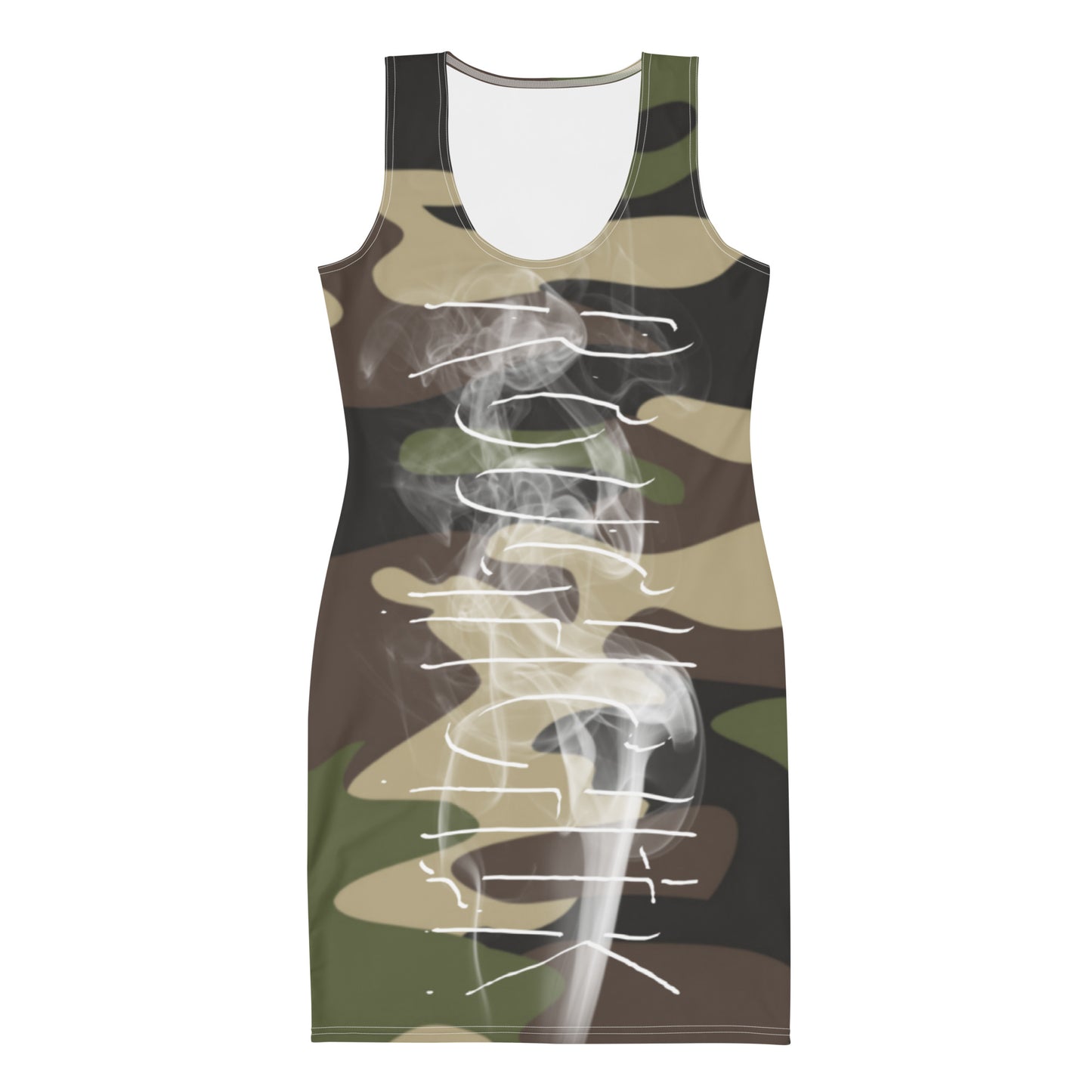 ALL SMOKE TOO! Fitted Dress - OLIVE CAMO