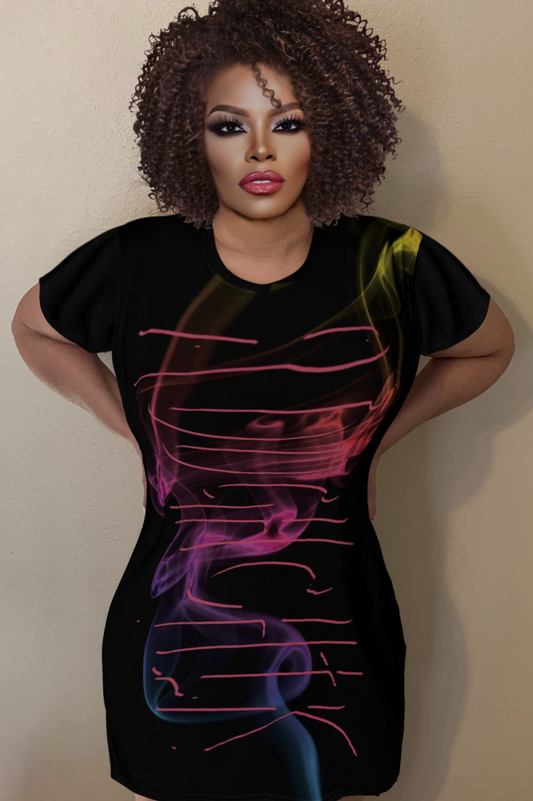 PSYCHEDELIC SMOKE T-shirt dress