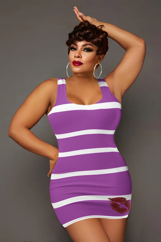 Bold Stripe Dress - Purple