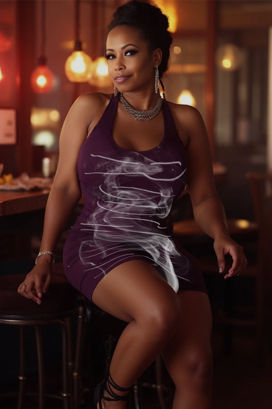 ALL SMOKE TOO! Fitted Dress - Eggplant