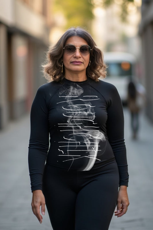 ALL SMOKE TOO! Women's Rash Guard - BLACK