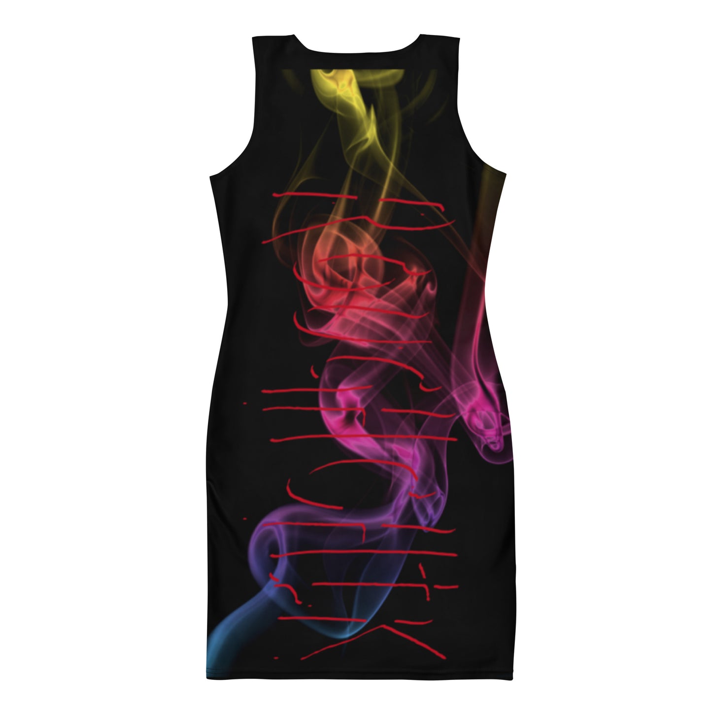 PSYCHEDELIC SMOKE Fitted Dress - BLACK