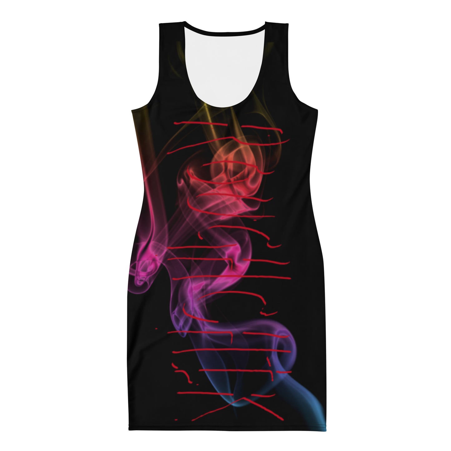 PSYCHEDELIC SMOKE Fitted Dress - BLACK