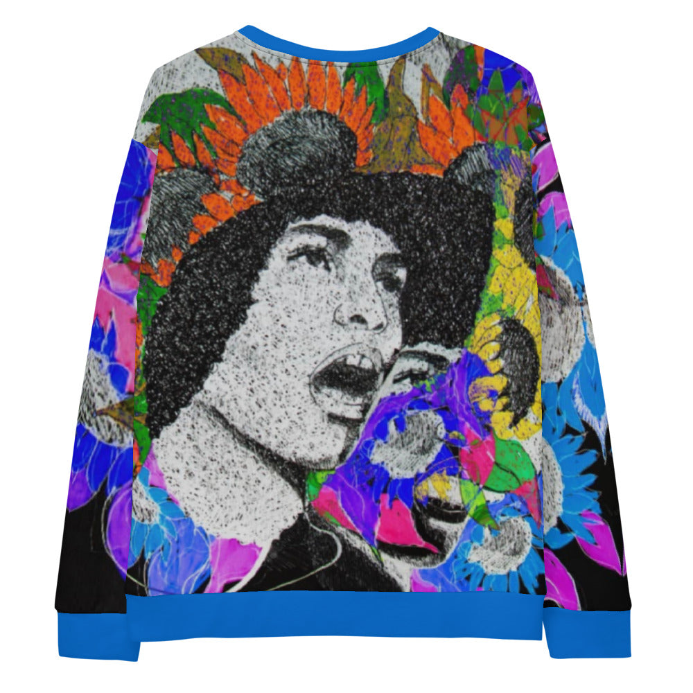 Angela Davis Unisex Sweatshirt - Blue